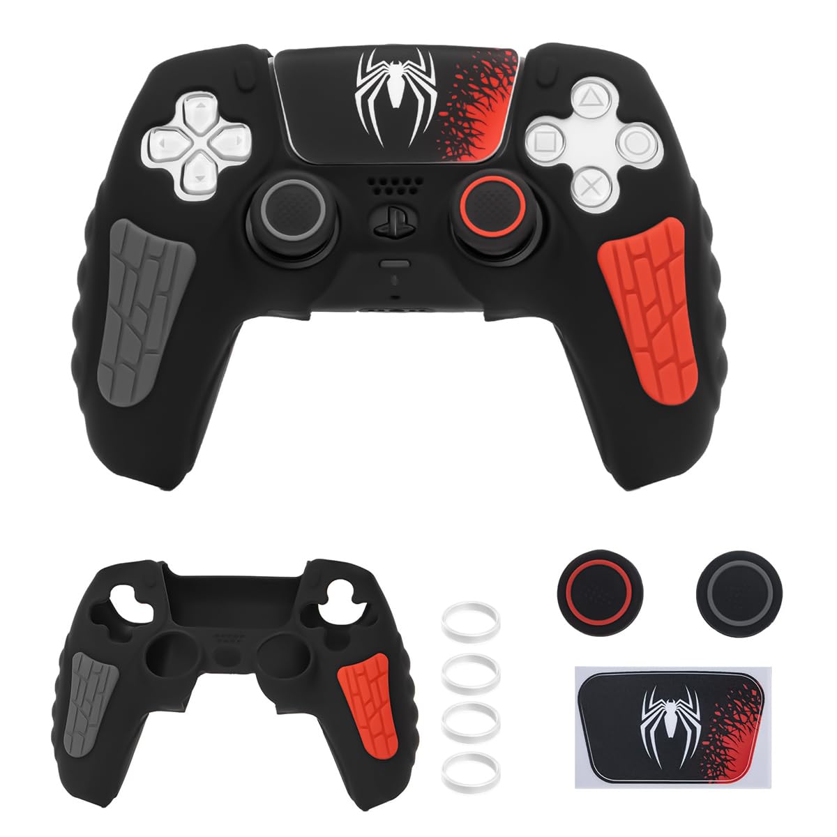 ZORBES PS5 Controller Cover Case, Anti-Slip Sweat Proof Silicone Cover Skin PS5 Controller Skin Cover for PS5 Dual Sense Controller with Thumb Grip Caps, Joystick Protectors and Cover Wrap Sticker ZORBES PS5 Controller Cover Case, Anti-Slip Sweat Proof Silicone Cover Skin PS5 Controller Skin Cover for PS5 Dual Sense Controller with Thumb Grip Caps, Joystick Protectors and Cover Wrap Sticker